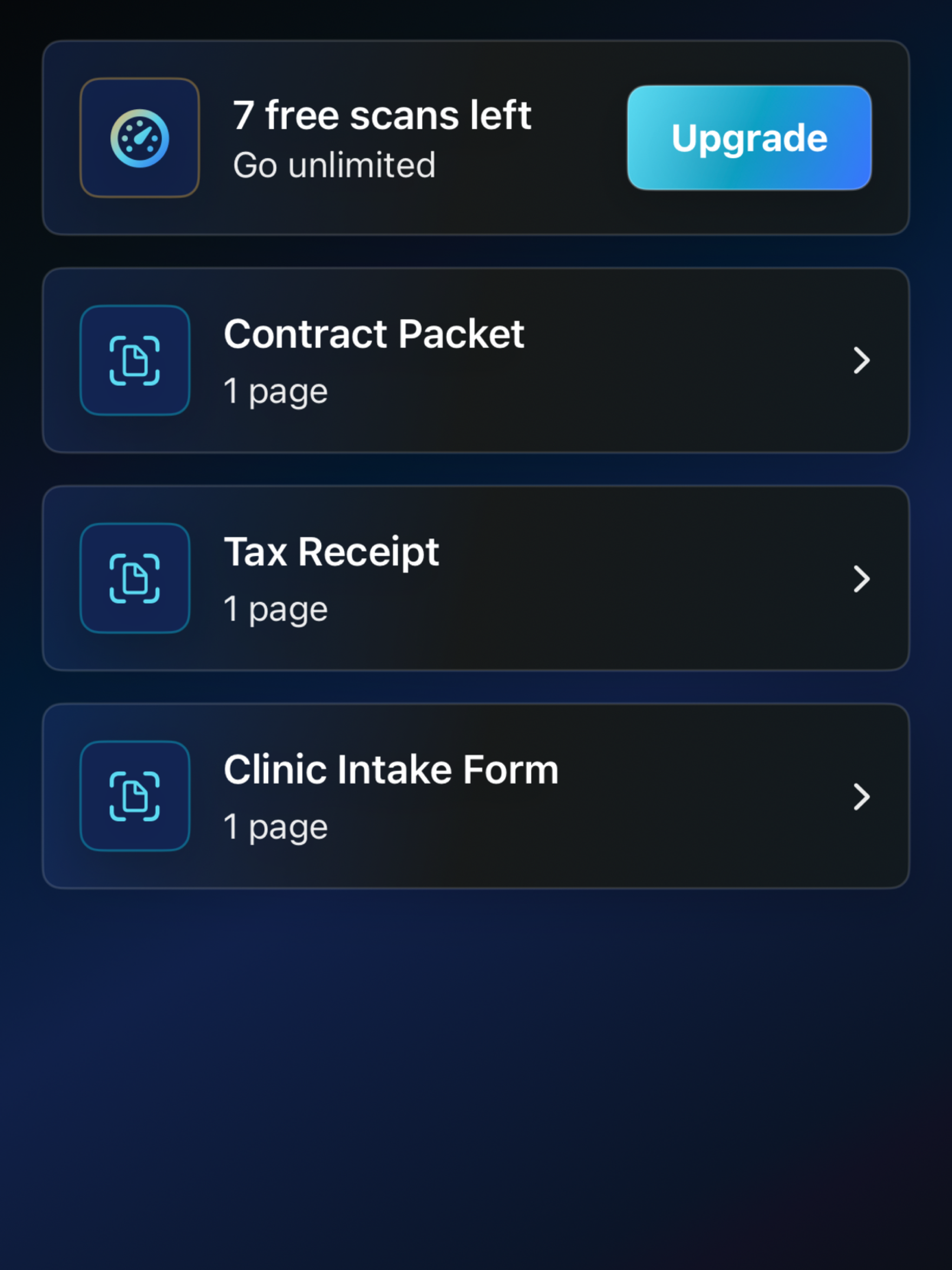 SaneScan document library on iPad